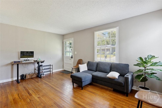 103 Pine Valley Rd, Savannah, GA 31404 - living room featuring healthy amount of natural light, wood finished floors, a textured ceiling, and baseboards