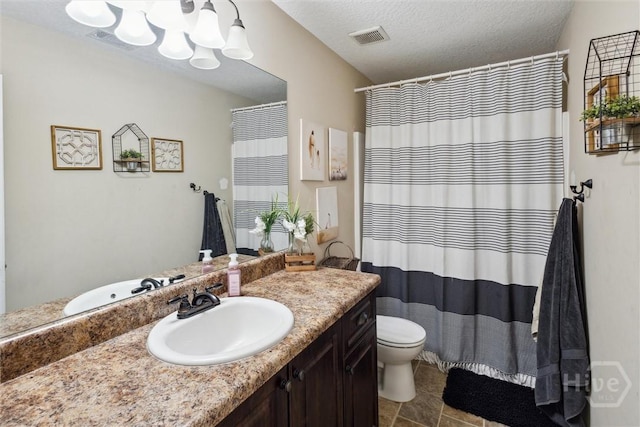 110 Vintage Dr, Guyton, GA 31312 - bathroom with a chandelier, toilet, vanity, and a shower with curtain