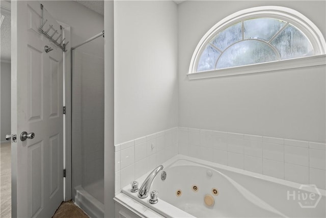 25 Ashley Ct, Richmond Hill, GA 31324 - bathroom featuring a jetted tub and a shower stall