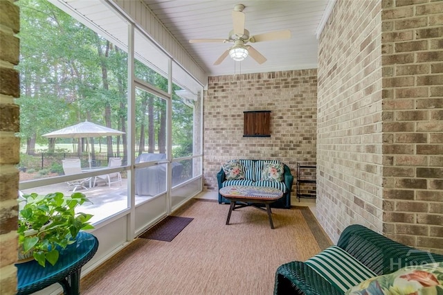354 Brown Thrush Rd, Savannah, GA 31419 - sunroom / solarium featuring ceiling fan