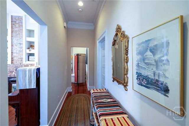 120 Brady St, Savannah, GA 31401 - hall featuring ornamental molding, baseboards, and wood finished floors