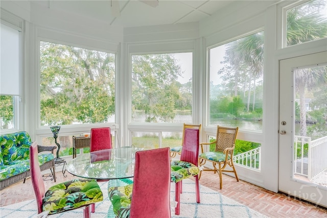 4 Longwater Ln, Savannah, GA 31411 - sunroom / solarium with a water view, brick patterned floors, and plenty of natural light