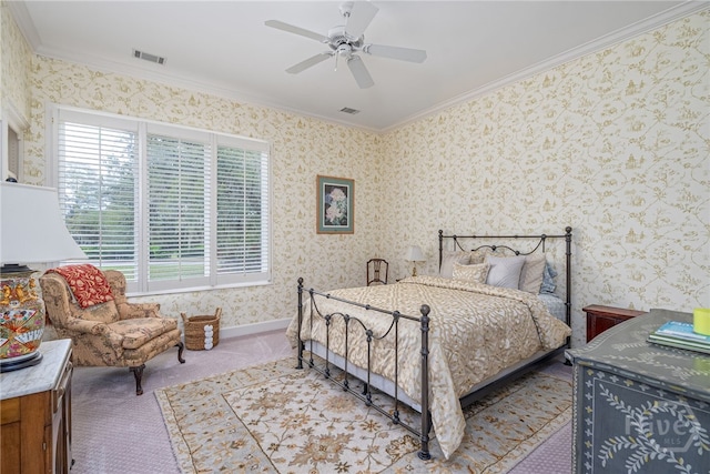 4 Longwater Ln, Savannah, GA 31411 - carpeted bedroom with crown molding, ceiling fan, and baseboards