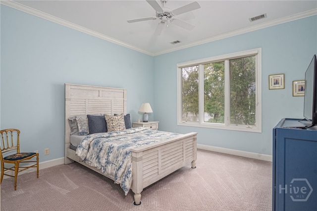 4 Longwater Ln, Savannah, GA 31411 - bedroom with carpet, baseboards, ornamental molding, and ceiling fan