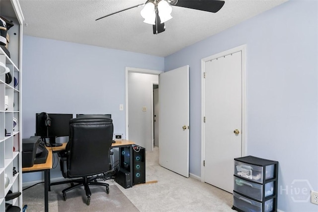 125 Penn Sta, Savannah, GA 31410 - office area with carpet flooring, a ceiling fan, and a textured ceiling