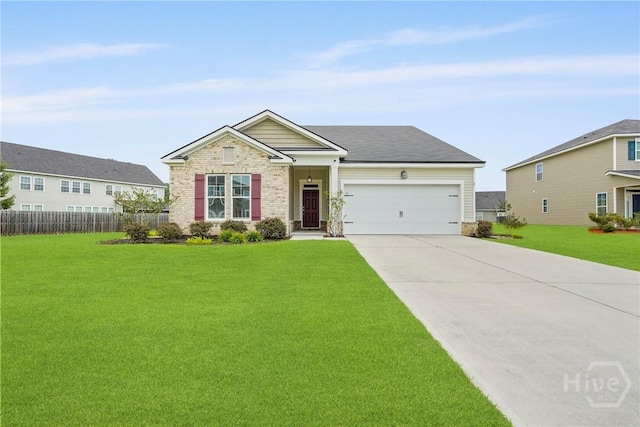 2 Chimney Ct, Savannah, GA 31407 - ranch-style home with a garage, stone siding, and concrete driveway