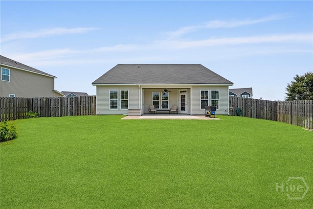 2 Chimney Ct, Savannah, GA 31407 - back of house with a ceiling fan and a patio area