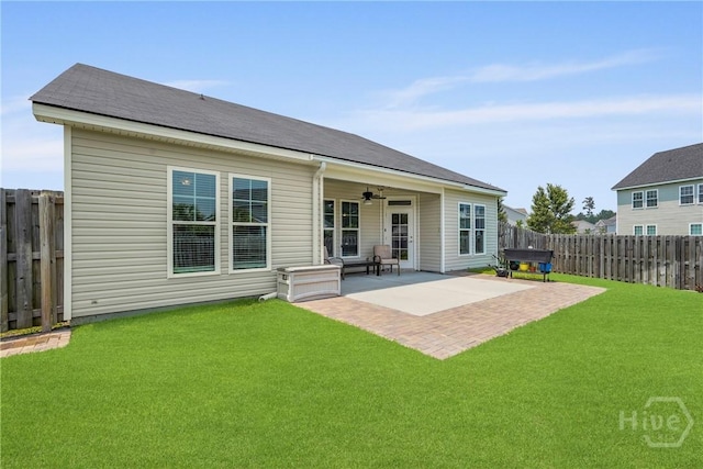 2 Chimney Ct, Savannah, GA 31407 - back of house with a ceiling fan and a patio