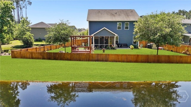 402 Southwilde Way, Pooler, GA 31322 - back of house with a sunroom and a water view