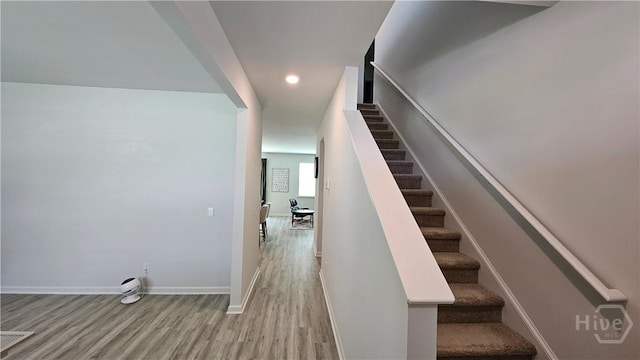 156 Kraft, Pooler, GA 31322 - staircase featuring wood finished floors, recessed lighting, and baseboards