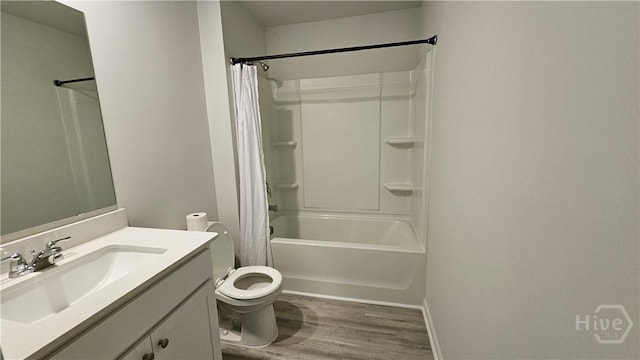 156 Kraft, Pooler, GA 31322 - full bathroom featuring wood finished floors, vanity, toilet, shower / tub combo, and baseboards