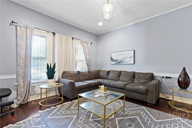 514 W 38th St, Savannah, GA 31415 - living room featuring wood finished floors and ornamental molding