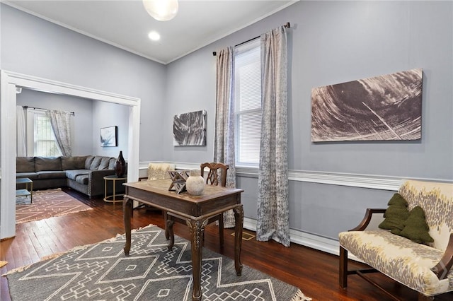 514 W 38th St, Savannah, GA 31415 - home office with hardwood / wood-style floors and crown molding