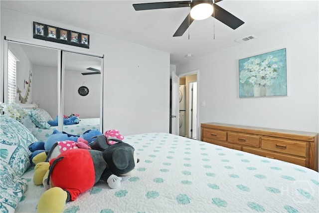 1504 Audubon Dr, Savannah, GA 31415 - bedroom featuring a closet and ceiling fan