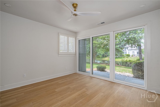 66 Dame Kathryn Dr, Savannah, GA 31411 - spare room featuring light wood-style floors, baseboards, and ceiling fan