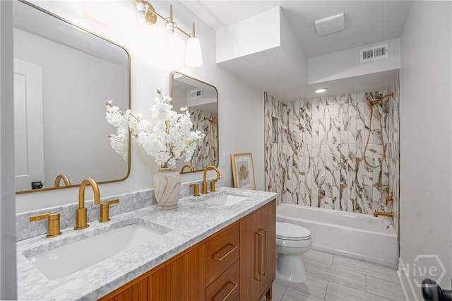 66 Dame Kathryn Dr, Savannah, GA 31411 - full bathroom with toilet, double vanity, and shower / bathtub combination