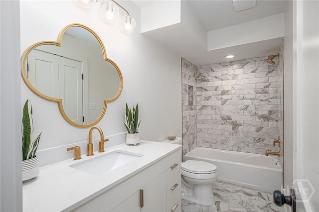 66 Dame Kathryn Dr, Savannah, GA 31411 - full bathroom with vanity, toilet, tub / shower combination, and marble look tile flooring