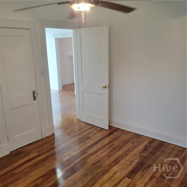 1214 Delesseps Ave, Savannah, GA 31404 - empty room featuring ceiling fan, wood finished floors, and baseboards