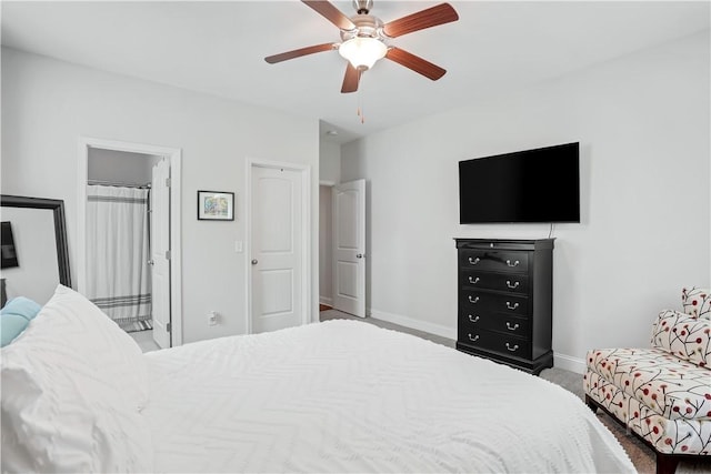 301 Highland Cir, Richmond Hill, GA 31324 - bedroom with baseboards, a ceiling fan, and carpet floors