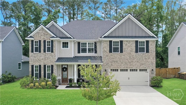301 Highland Cir, Richmond Hill, GA 31324 - craftsman inspired home featuring board and batten siding, driveway, a garage, and brick siding