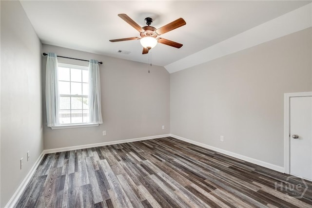 447 Nease Rd, Guyton, GA 31312 - unfurnished room featuring wood finished floors, a ceiling fan, baseboards, and lofted ceiling