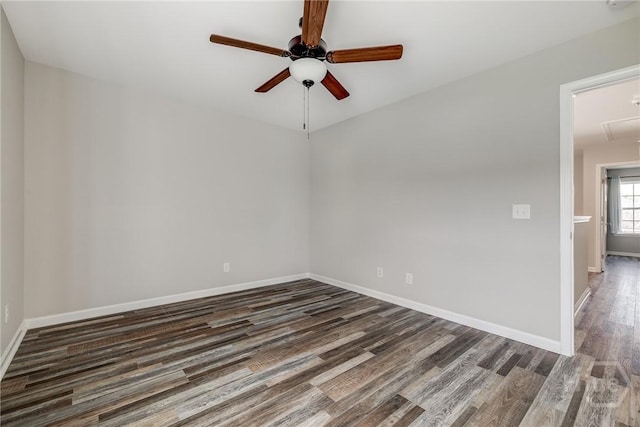 447 Nease Rd, Guyton, GA 31312 - unfurnished room with attic access, ceiling fan, wood finished floors, and baseboards