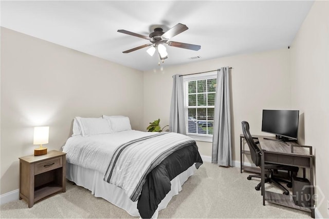 325 Shadow Moss Cir, Richmond Hill, GA 31324 - bedroom featuring light colored carpet, a desk, and ceiling fan