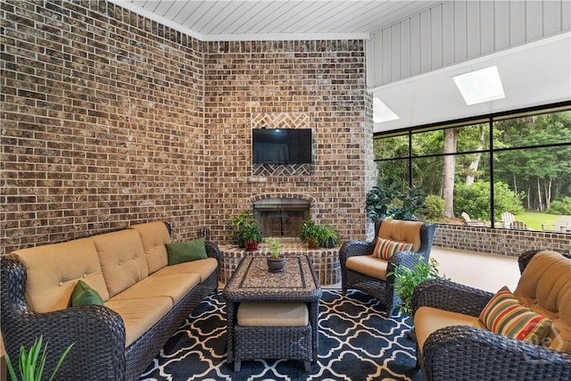 325 Shadow Moss Cir, Richmond Hill, GA 31324 - view of patio with an outdoor living space with a fireplace