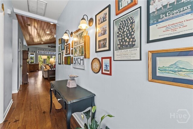 130 Lewis Ave, Tybee Island, GA 31328 - hallway with wood finished floors and lofted ceiling