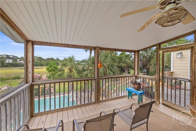 130 Lewis Ave, Tybee Island, GA 31328 - sunroom / solarium featuring ceiling fan
