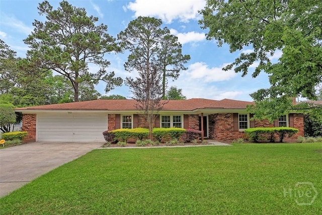 4715 Oakview Dr, Savannah, GA 31405 - single story home featuring an attached garage, a front lawn, concrete driveway, and brick siding