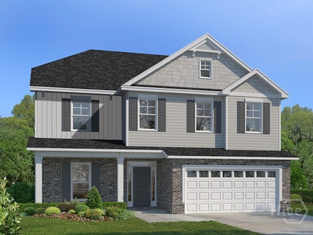 153 Como Dr, Pooler, GA 31322 - view of front of home featuring brick siding, concrete driveway, an attached garage, and a shingled roof
