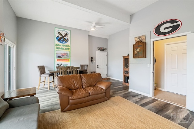 108 San Marco Dr, Tybee Island, GA 31328 - living room featuring wood finished floors and ceiling fan