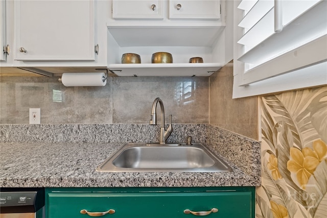 2609 Bismark Ave, Savannah, GA 31406 - kitchen view of open shelves, white cabinetry, and tasteful backsplash