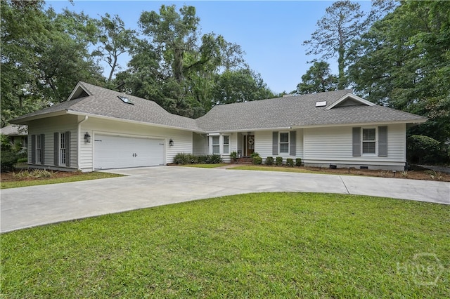 3 Benedictine Retreat Retreat, Savannah, GA 31411 - ranch-style home with driveway, a garage, a front lawn, and roof with shingles