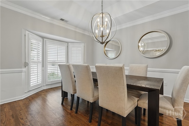 3 Benedictine Retreat Retreat, Savannah, GA 31411 - dining room featuring a chandelier, ornamental molding, and dark wood-style flooring