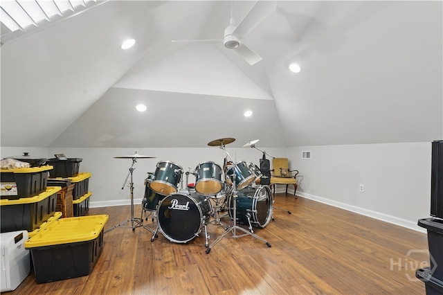 3 Benedictine Retreat Retreat, Savannah, GA 31411 - playroom featuring vaulted ceiling, a ceiling fan, baseboards, wood finished floors, and recessed lighting