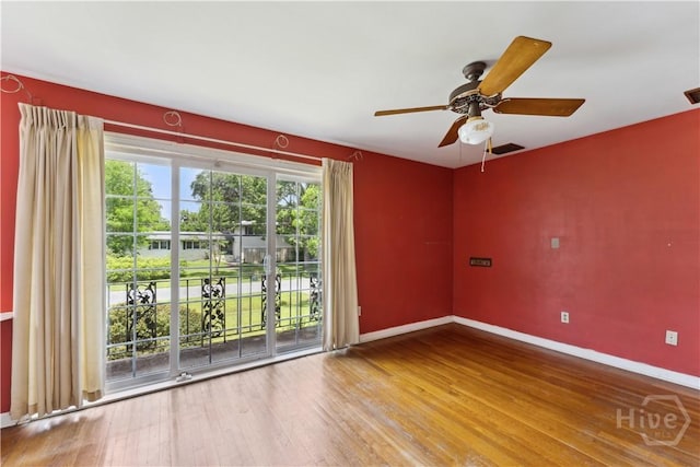 1525 Whitney Rd, Savannah, GA 31406 - spare room featuring baseboards, a ceiling fan, and wood finished floors
