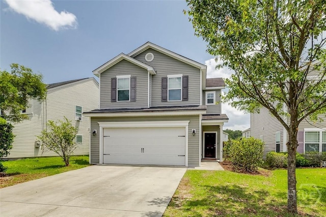 141 Lakepointe Dr, Savannah, GA 31407 - traditional home featuring a garage, driveway, a front yard, and roof with shingles