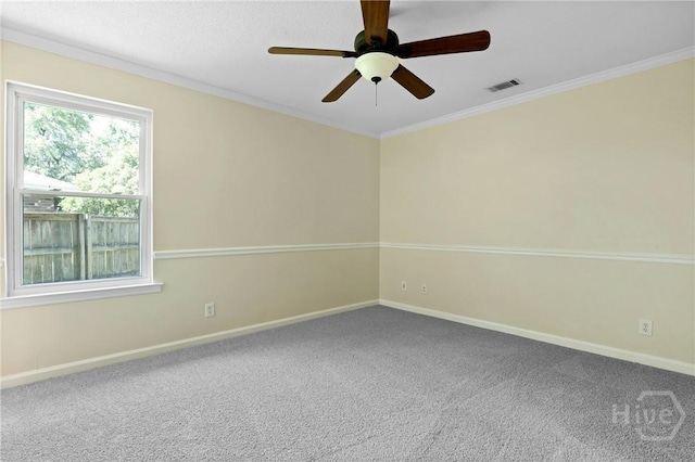 203 Whittington Dr, Savannah, GA 31419 - carpeted spare room with baseboards, a ceiling fan, and crown molding