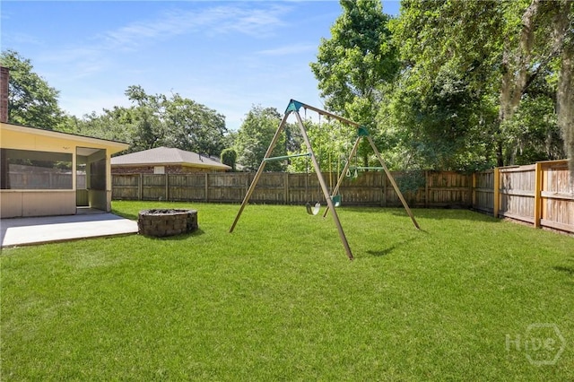 203 Whittington Dr, Savannah, GA 31419 - view of yard with a patio area, a playground, and a fire pit