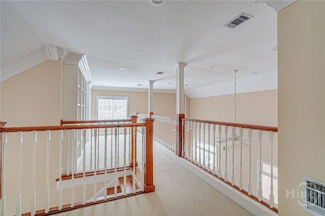 2 Franklin Creek Rd S, Savannah, GA 31411 - hall with carpet flooring, lofted ceiling, and heating unit