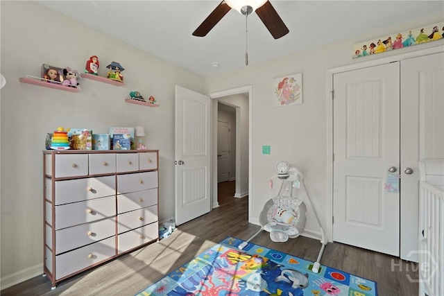 232 Cromer St, Savannah, GA 31407 - playroom featuring a ceiling fan, wood finished floors, and baseboards