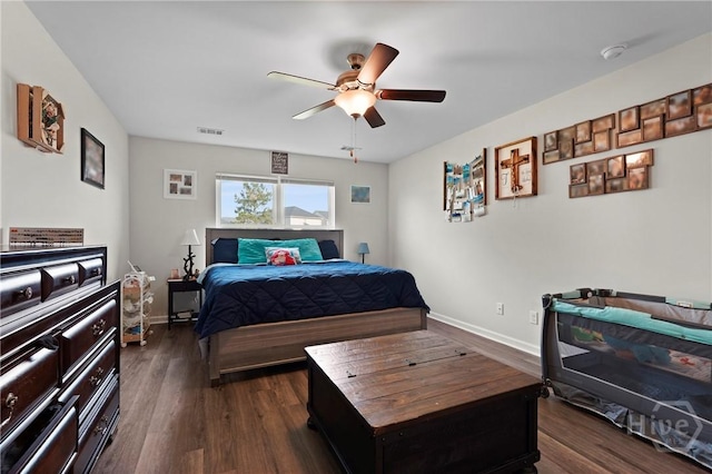 232 Cromer St, Savannah, GA 31407 - bedroom with dark wood finished floors, baseboards, and a ceiling fan