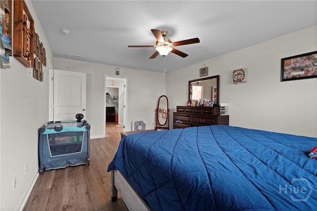 232 Cromer St, Savannah, GA 31407 - bedroom with wood finished floors, baseboards, and a ceiling fan