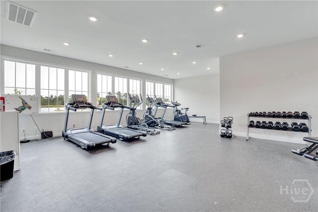 407 Coconut Dr, Bloomingdale, GA 31322 - exercise room with plenty of natural light, baseboards, and recessed lighting