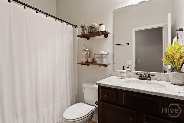 115 Meadowlands Dr, Rincon, GA 31326 - bathroom with toilet, vanity, and curtained shower