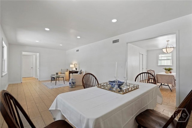 1939 Colonial Dr, Savannah, GA 31406 - dining room featuring light wood-type flooring, baseboards, and recessed lighting