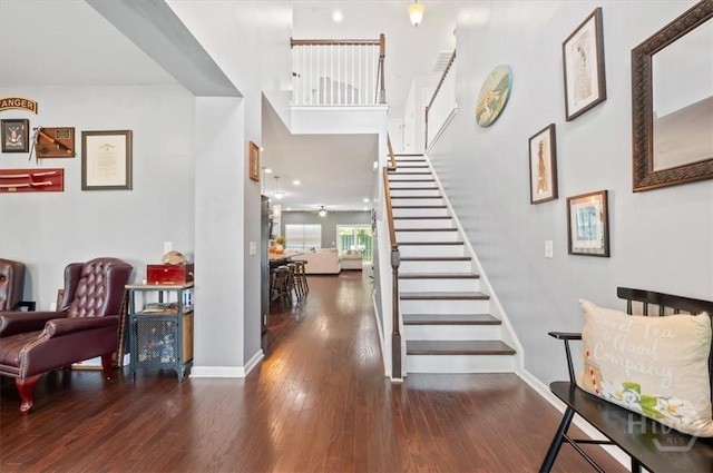 45 Glen Way, Richmond Hill, GA 31324 - foyer with hardwood / wood-style flooring, stairway, and baseboards