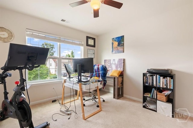45 Glen Way, Richmond Hill, GA 31324 - carpeted office space with healthy amount of natural light, baseboards, and a ceiling fan